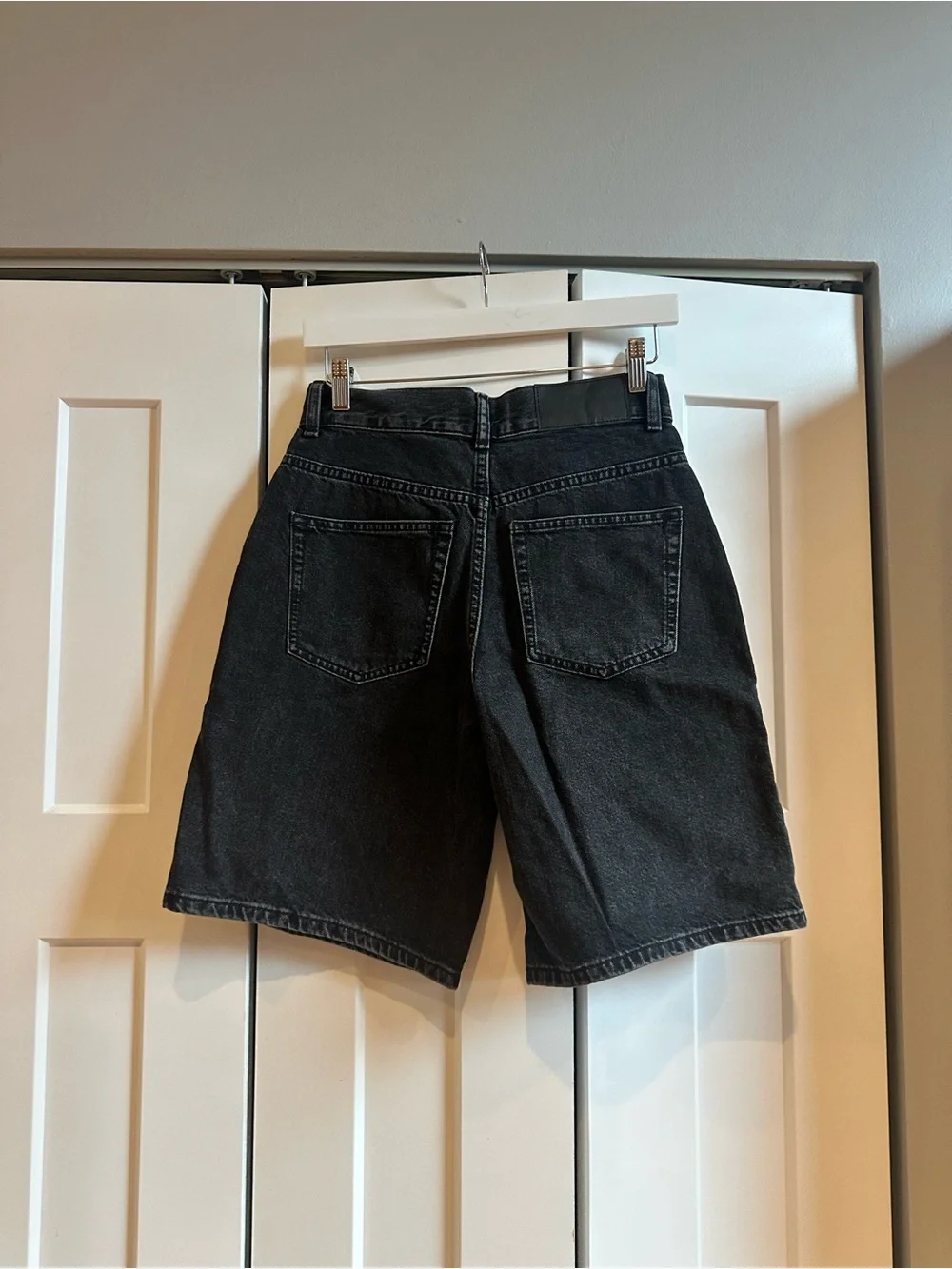 ASOS Black High-Rise Denim Bermuda Shorts